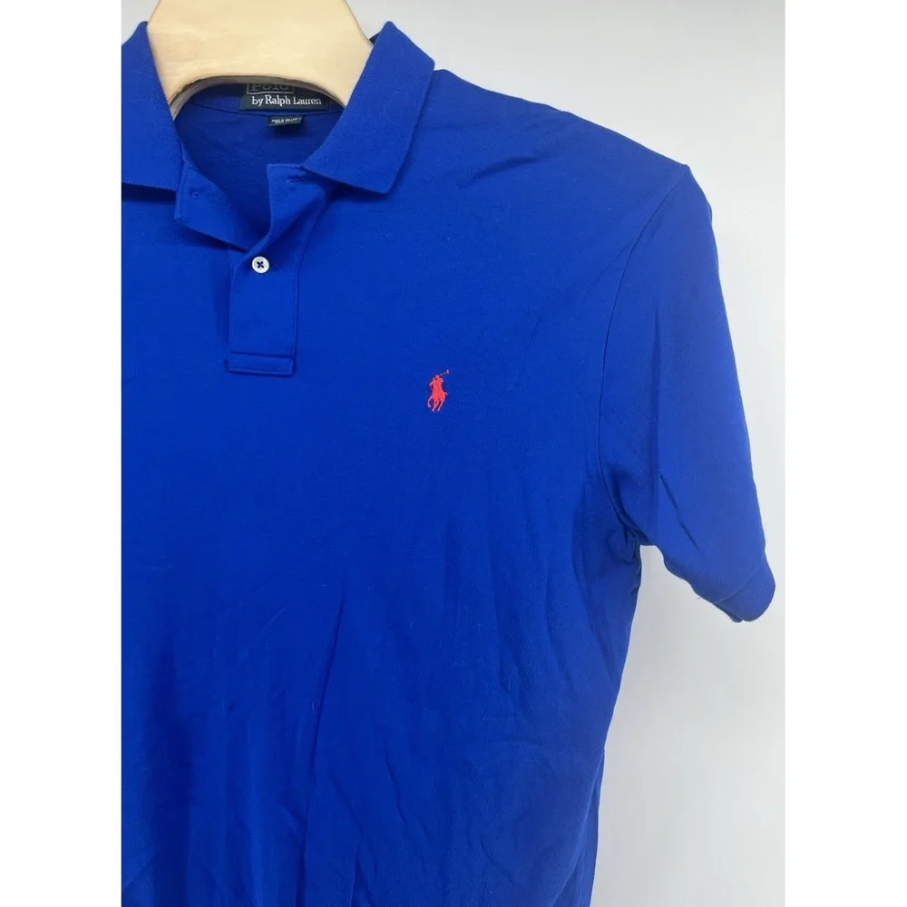 Polo Ralph Lauren Smooth Polo Shirt Mens Large Royal Blue Short Sleeved Cotton